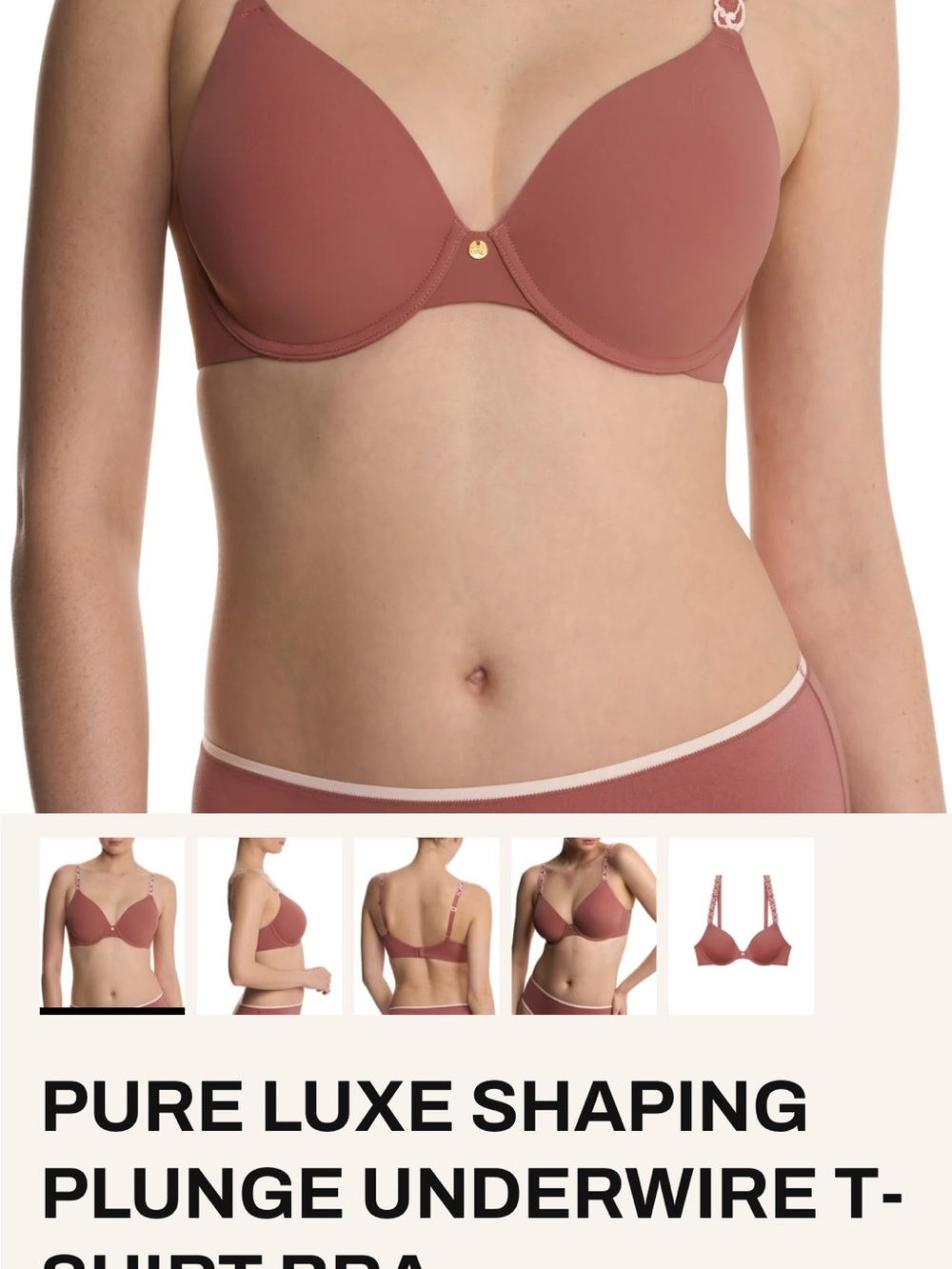 Natori Pure Luxe Plunge Underwire Bra - Dusty Rose